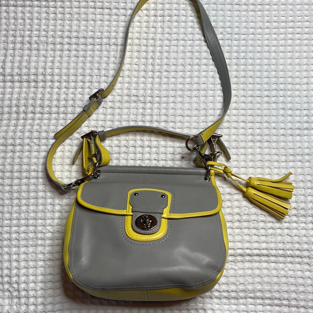 Grey and yellow Coach cross body bag